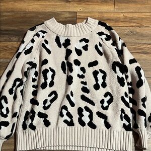 Pink Lily Animal Print Sweater - Black and Cream